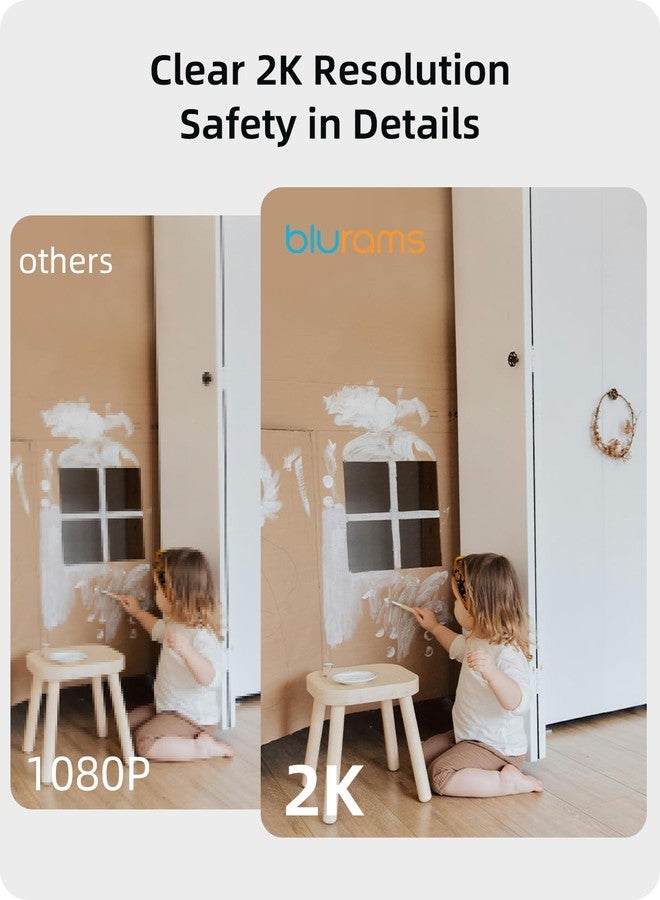 blurams Security Camera 2K, Baby Monitor Dog Camera 360-degree for Home Security (White + 64GB TF Card) - Image 4
